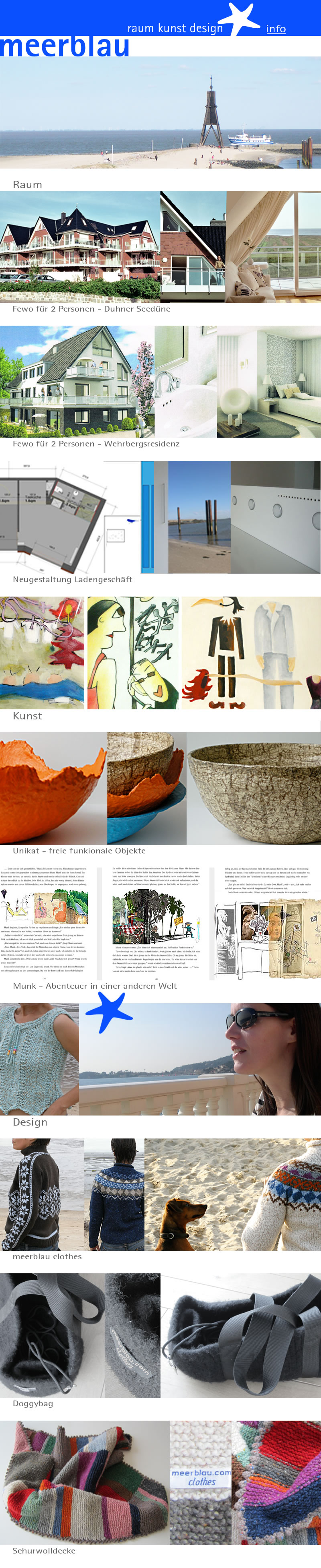 Duhnen Ferienwohnung meerblau Raum Kunst Design